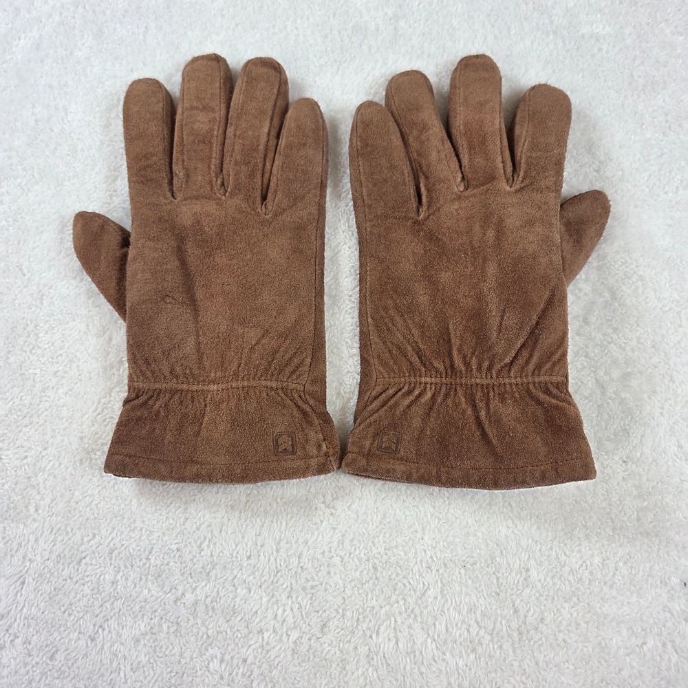 Isotoner WonderFit Mens Brown Suede Leather Gloves L/G Pigskin Acrylic Lined